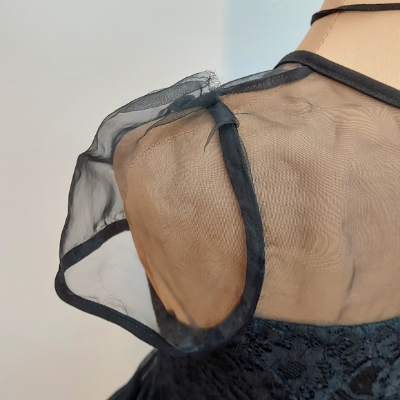 Black Mesh and Lace Coctail Dress - Picture 9 of 16
